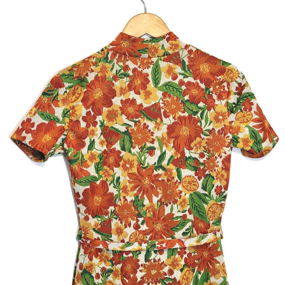 ZARA Floral Short Sleeve Mock Neck Jacquard Straight Sheath Midi Dress Size S - Picture 9 of 16